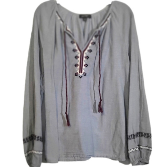 Lord & Taylor Tops - Lord+Taylor Boho Lightweight Cotton Embroidered Longsleeve Top Medium